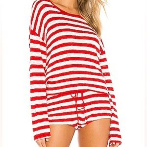 Beach Riot REVOLVE Beach Sweater Red and White Stripe Knit Long Sleeve Top Small